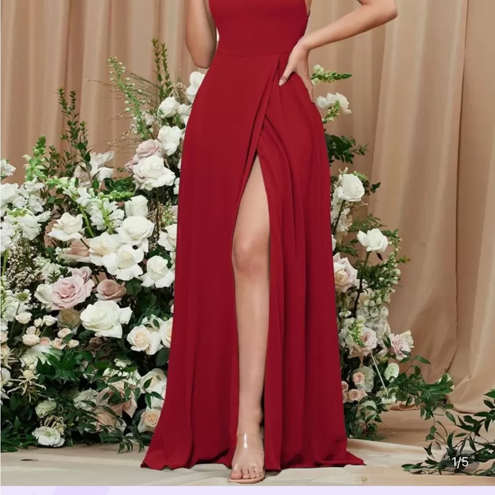 SHEIN Elegant Wine Red Maxi Dress
